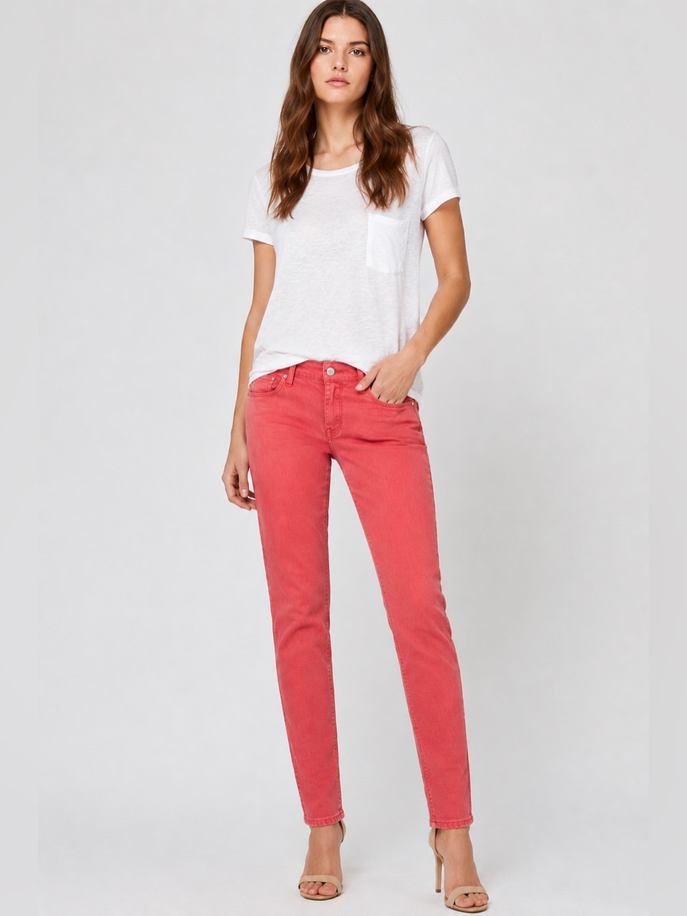 PAIGE Troy Boy Coral Terracotta Slim Boyfriend Jeans Size 27